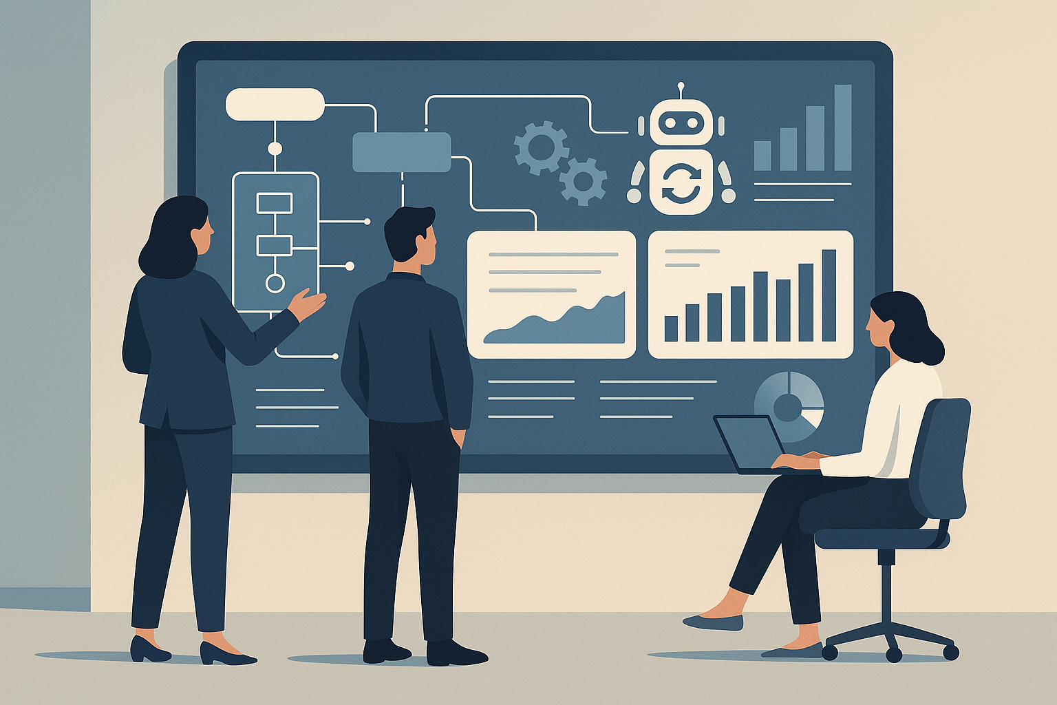 Ilustração de análise de áudios e insights com IA